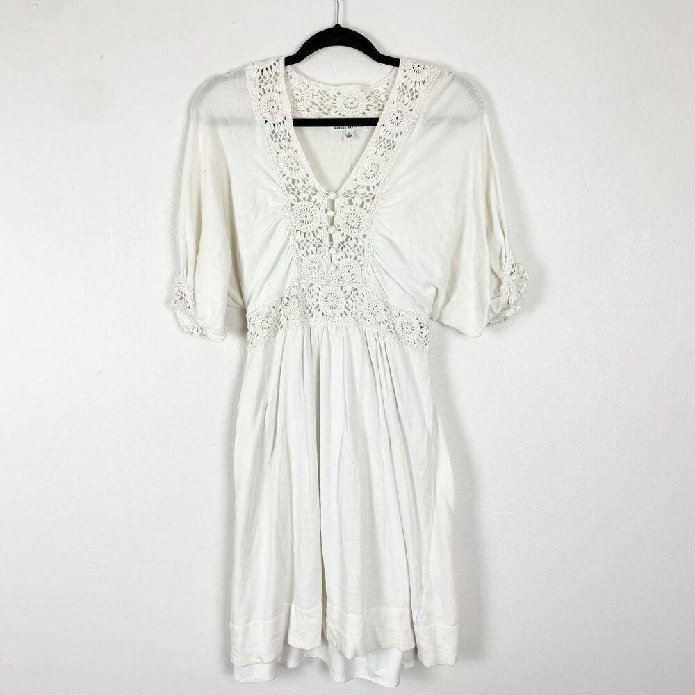 Y2K Cottagecore Fairycore‎ Banana Republic Bohemian Crochet Summer Dress M White